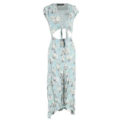 Reformation Floral Printed Cutout Maxi Dress In Blue Viscose In Blue