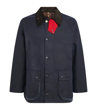 Barbour X Paul Smith Waxed Oversized Bedale Jacket In Blue