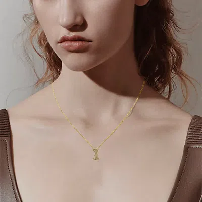 Fashnzfab -i- 14k Gold Dipped Cz Stone Paved Initial Monogram Pendant Necklace In Gold