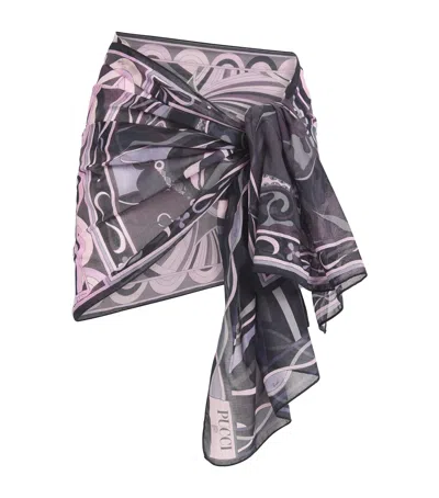 Pucci Cotton Printed Sarong In Black