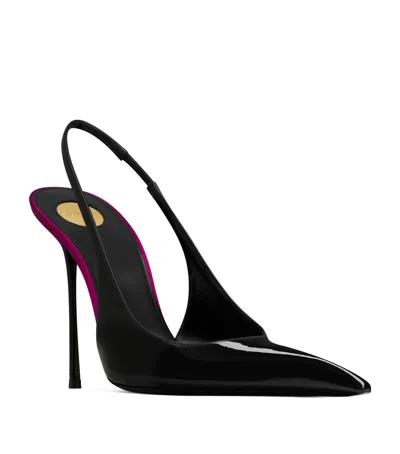Saint Laurent Amalia 110 Patent Leather Slingback Pumps In Black