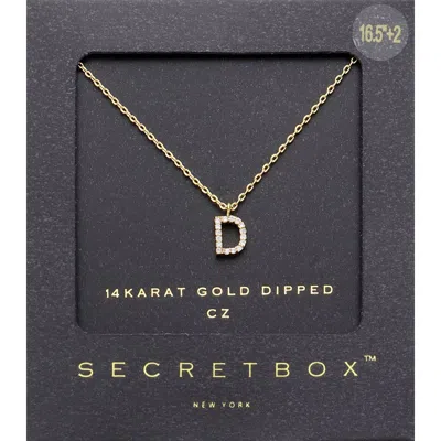 Fashnzfab -d- Secret Box _ 14k Gold Dipped Cz Initial Monogram Pendant Necklace In Gold