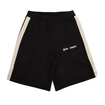Palm Angels Kids Logo Tape Track Shorts In Black
