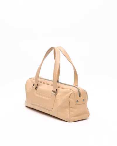 Pre-owned Chanel Caviar Chocolate Bar Boston Bag In Sand