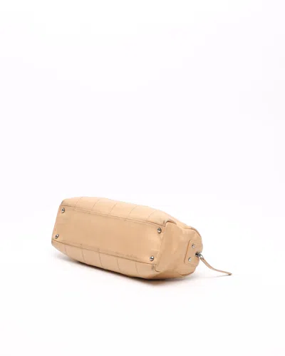 Pre-owned Chanel Caviar Chocolate Bar Boston Bag In Sand