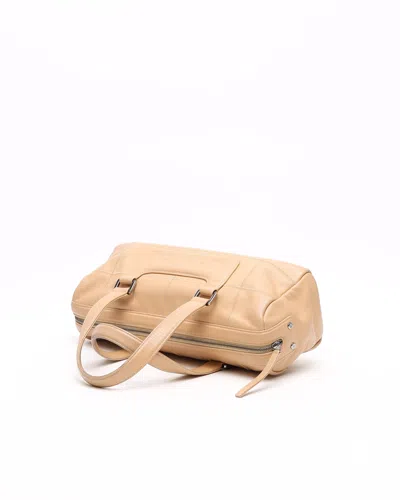 Pre-owned Chanel Caviar Chocolate Bar Boston Bag In Sand