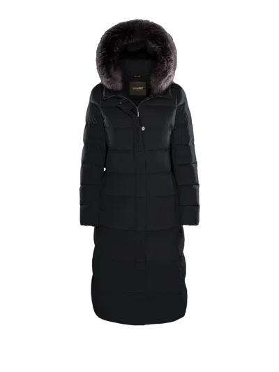 Moorer Padded Quilted Jacket Removable Hood In Black