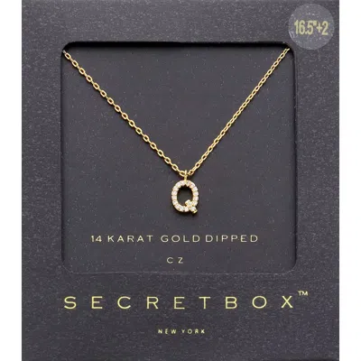 Fashnzfab -q- Secret Box _ 14k Gold Dipped Cz Initial Monogram Pendant Necklace In Gold