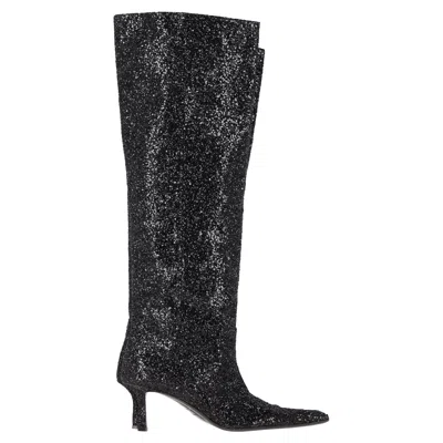 Alexander Wang Viola Slouch Knee-high Boots In Black Glitter In Black