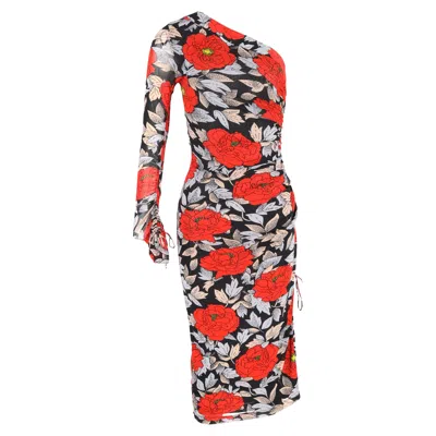 Diane Von Furstenberg Floral-print Ruched Midi Dress In Multicolor Nylon In Multi