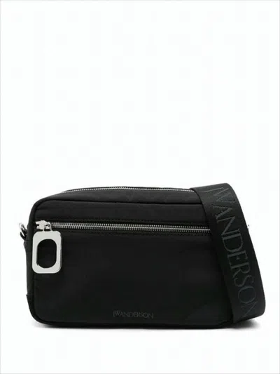 Jw Anderson Rectangular Shoulder Bag With Suede Detailing In Black