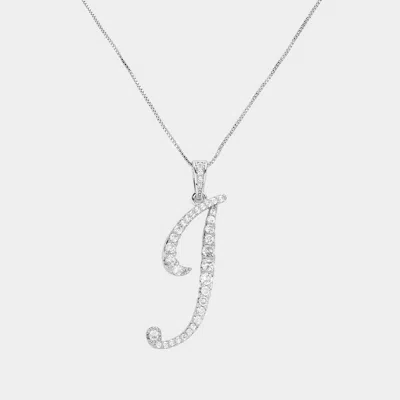Fashnzfab -i- Cz Initial Monogram Pendant Necklace In Silver