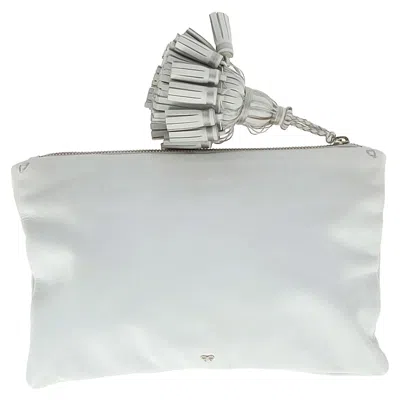 Anya Hindmarch Georgiana Tasselled Clutch In Grey Leather In Gray