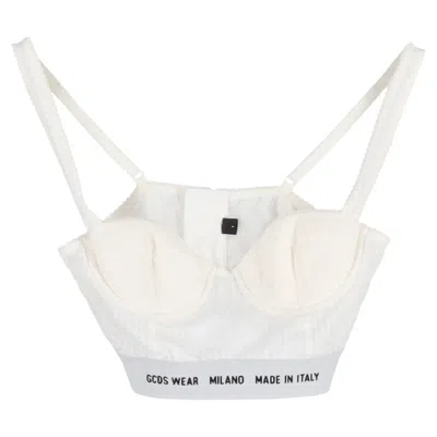 Gcds Printed Bustier Top In Cream Cotton In Neutral
