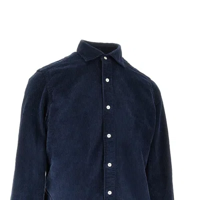 Finamore 1925 Corduroy Shirt In Blue