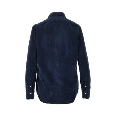 Finamore 1925 Corduroy Shirt In Blue