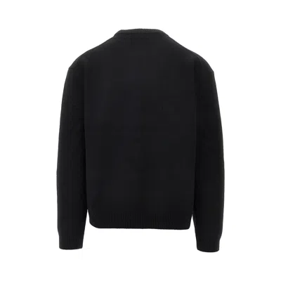 Maison Kitsuné Crew Neck Sweater With Large Fox Embroidery Black In Black