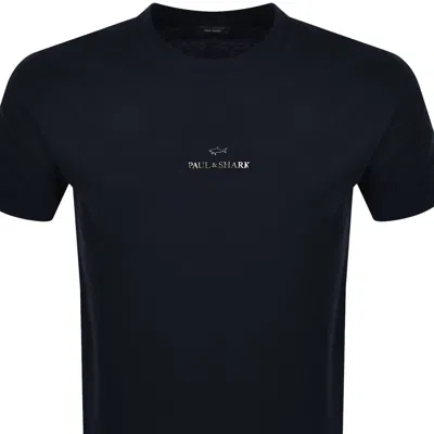 Paul &amp; Shark Paul And Shark Printed Logo T Shirt Navy In Black