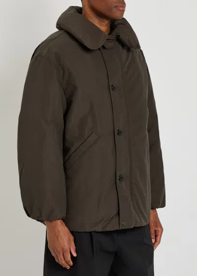 Lemaire Puffer Blouson With High Collar And Pockets In Brown