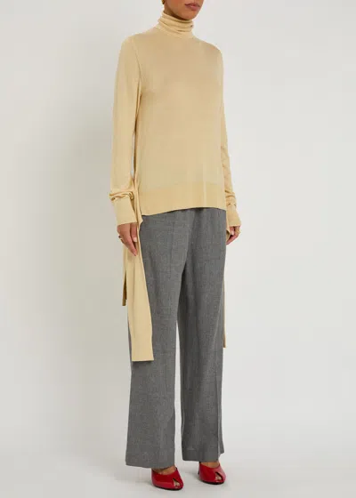 Totême Toteme Double-sleeve Wool And Silk-blend Top In Yellow