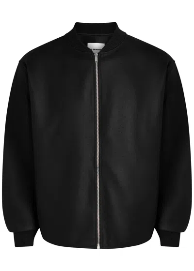 Jil Sander Zip-through Wool Sweatshirt In Black