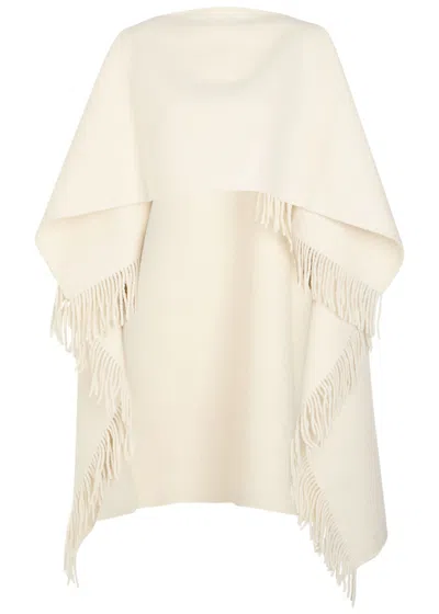 Totême Toteme Fringed Wool-blend Poncho In White