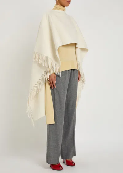 Totême Toteme Fringed Wool-blend Poncho In White
