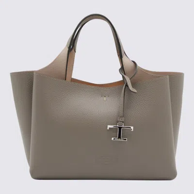Tod's Dark Grey Leather Top Handle Bag In Gray