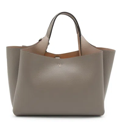 Tod's Dark Grey Leather Top Handle Bag In Gray
