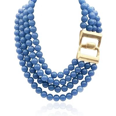 Michael Nash Jewelry Women's Irena Four Strand Blue Agate Resin Bead Nesting Necklace In Blue