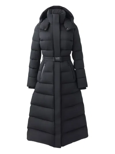Mackage Calina-city Hooded Belted Puffer Coat In Black