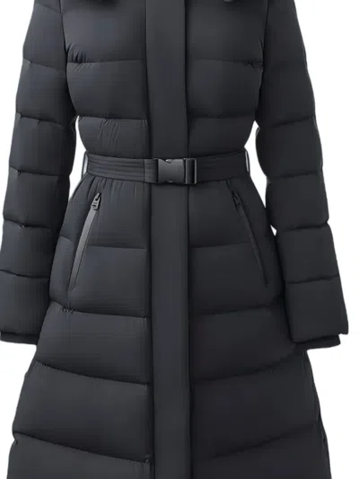 Mackage Calina-city Hooded Belted Puffer Coat In Black