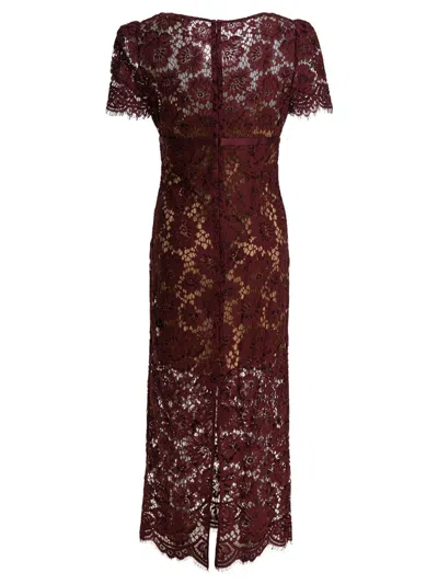Self-portrait Floral Lace Midi Dress In Burgundy