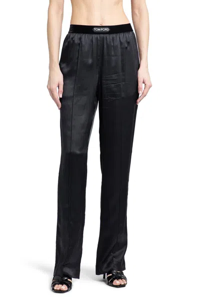 Tom Ford Black Straight Cut Trousers In Black