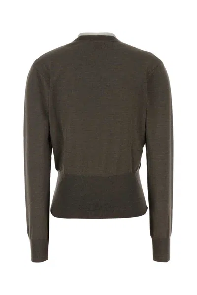 Fendi Cashmere Blend Sweater Featuring Contrast Trim In Gray