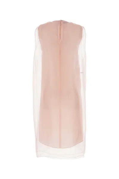 Prada Layered Silk Midi Dress In Pink