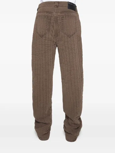 Mugler Quilted Panel Trousers In Brown