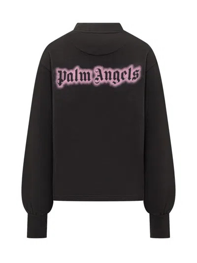 Palm Angels Long Sleeve Mock Neck Knitwear Top In Black