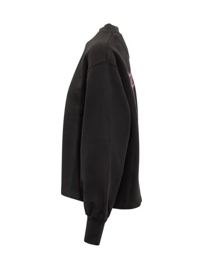 Palm Angels Long Sleeve Mock Neck Knitwear Top In Black