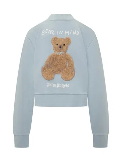 Palm Angels Mock-neck Long-sleeve Sweatshirt In Blue