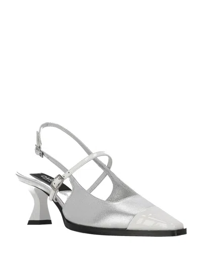 Carel Paris Mid Heel Pointed Toe Two-tone Sandal In White