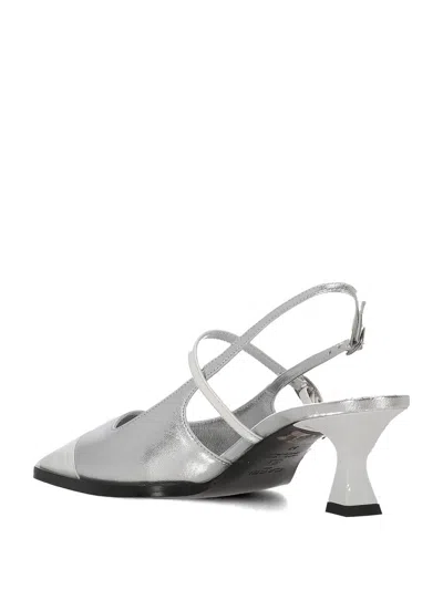 Carel Paris Mid Heel Pointed Toe Two-tone Sandal In White