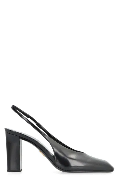Prada Women's Leather Slingback Pumps In Black