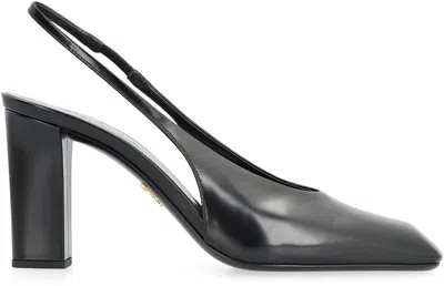 Prada Women's Leather Slingback Pumps In Black