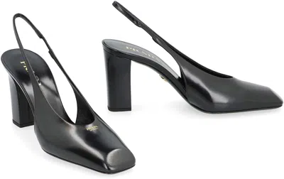 Prada Women's Leather Slingback Pumps In Black