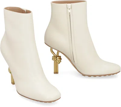 Bottega Veneta Knot Leather Ankle Boots In White