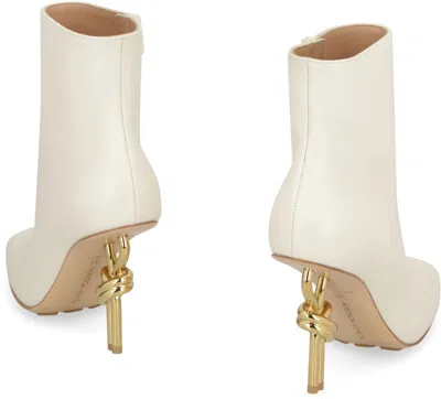 Bottega Veneta Knot Leather Ankle Boots In White