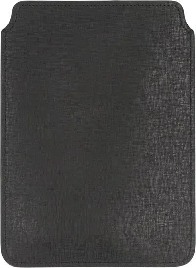 Fendi Textured Leather Tablet Case In Black