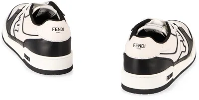 Fendi Leather Sneakers With Ff Lateral Logo In Black