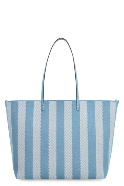 Fendi Blue Reversible Roll Large Shopper In Blue